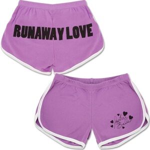 Justin Bieber Lavender Athletic Shorts with Graphic Print